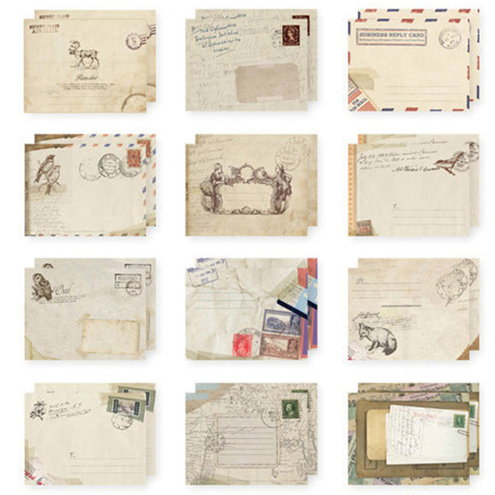 12 stks/pak Mini Leuke Mailer Papieren Envelop Retro Envelop Vintage Europese Stijl Stijl Willekeurige