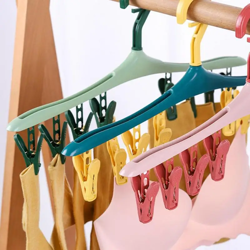 8Clips Clothes Drying Hanger Windproof Underwear Socks Drying Rack Hanger Multifunction Clothes Hanger