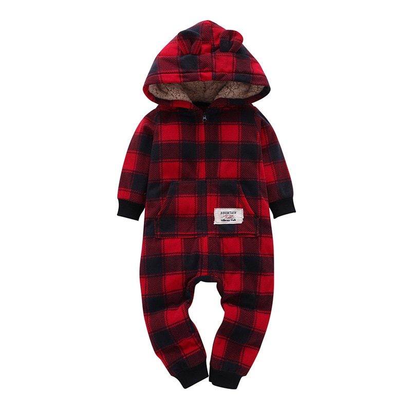 Carter toddler 1pcs baby children kids clothing Boy fall winter 3D ears Spun heather fleece Hooded Fleece Jumpsuit