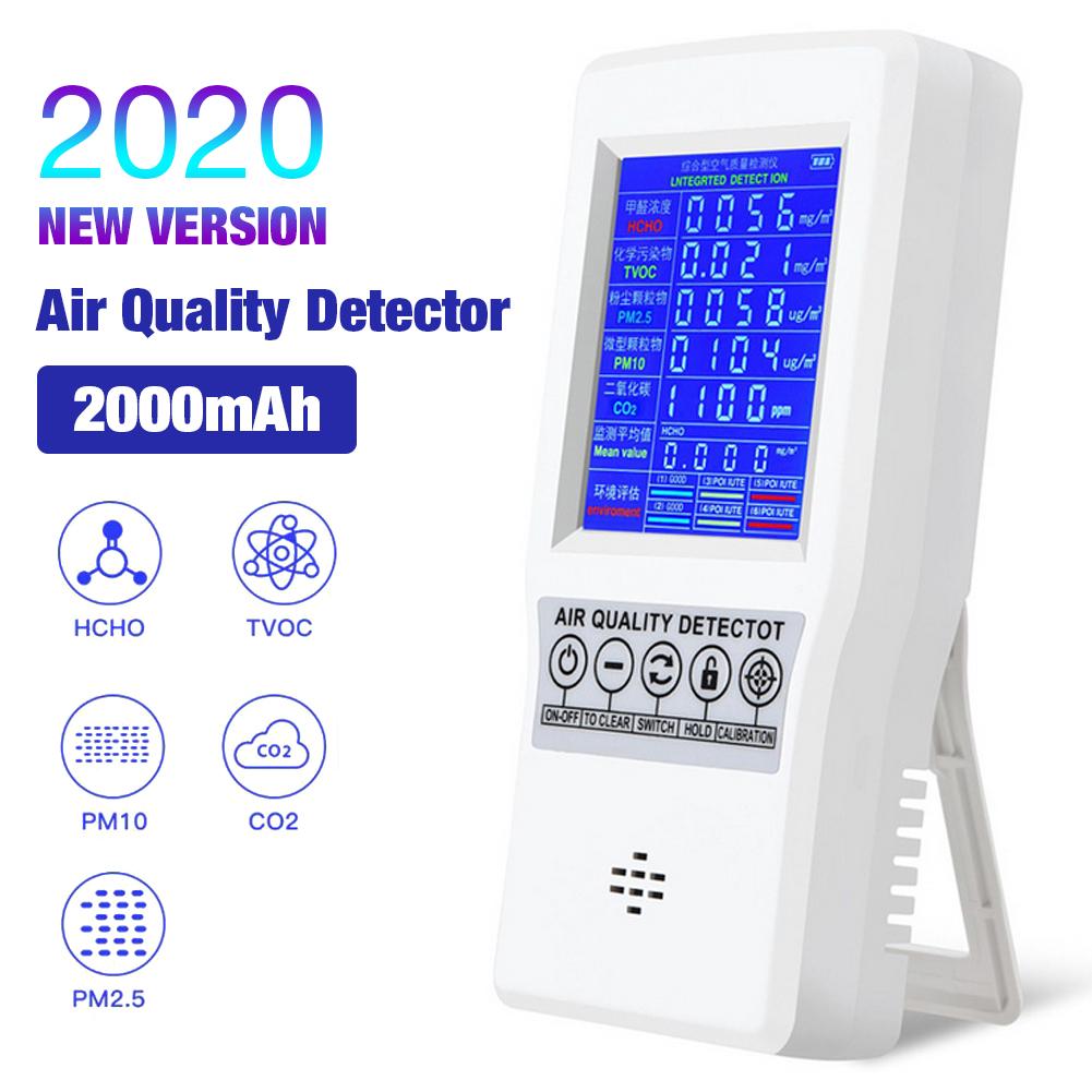 Digital CO2 Sensor PPM Meters TVOC HCHO PM2.5 Meter Mini Carbon Dioxide Detector Gas Analyzer Air Monitor Gas Detector: C