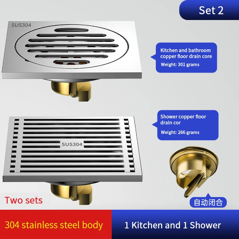 304 scarico a pavimento in acciaio inox addensato deodorante bagno bagno fogna lavatrice tutto rame scarico a pavimento universale: nero