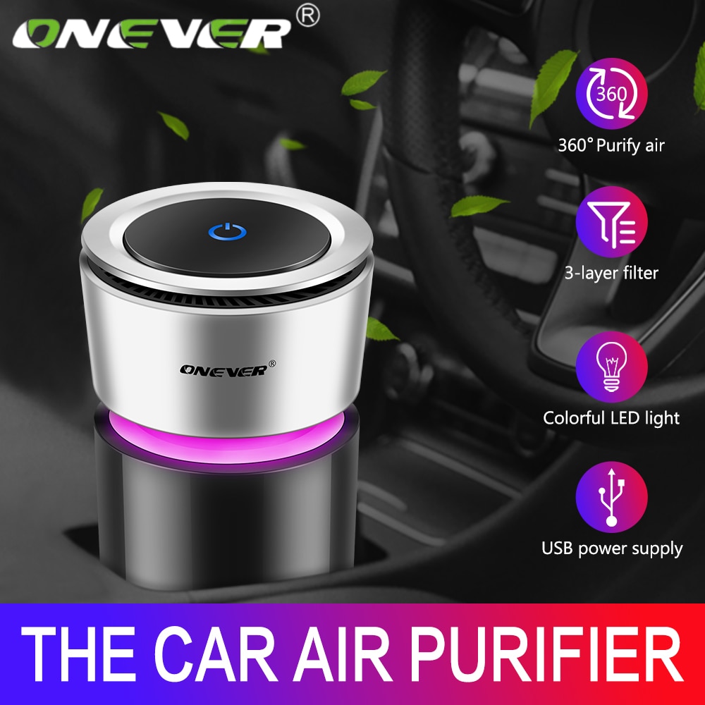 Onever Auto Luchtreiniger 12V Negatieve Ionen Air Cleaner Ionisator Luchtverfrisser Auto Mist Maker Pm2.5 Eliminator Cup Auto lader