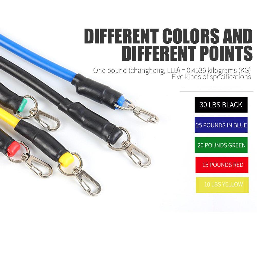 11 unids/set TPE expansor de pecho cuerda elástica tirador bandas de entrenamiento portátiles banda de tensión cuerda de tracción para hacer ejercicio cuerda de tracción látex