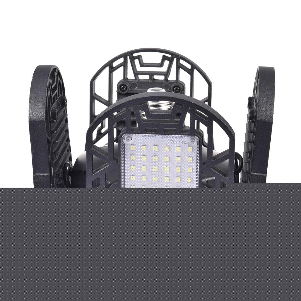 Deformable LED Garage Light 120w Super Bright Industrial Lamp With 4 Adjustable Panels E27 High Bay Light For Workshop Warehouse: White
