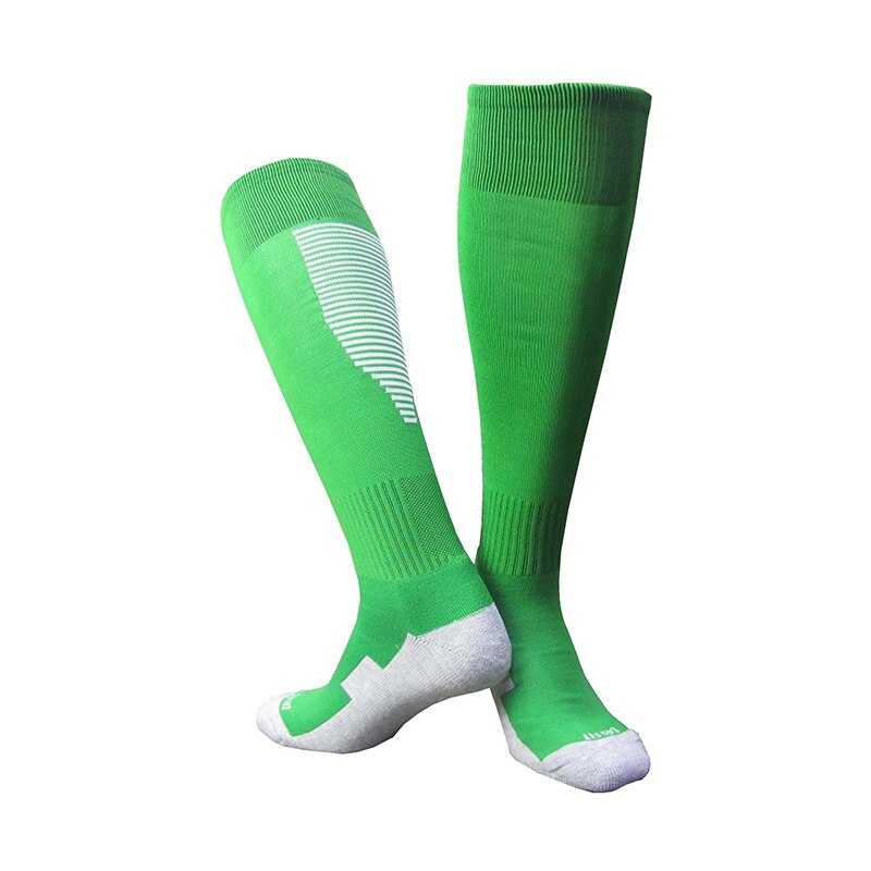 5 Pairs/lot Spring Autumn Sports Socks Men Football Socks Women's Towel Bottom Long Knees Breathable Basketball Socks HEQ550: Green white stripes