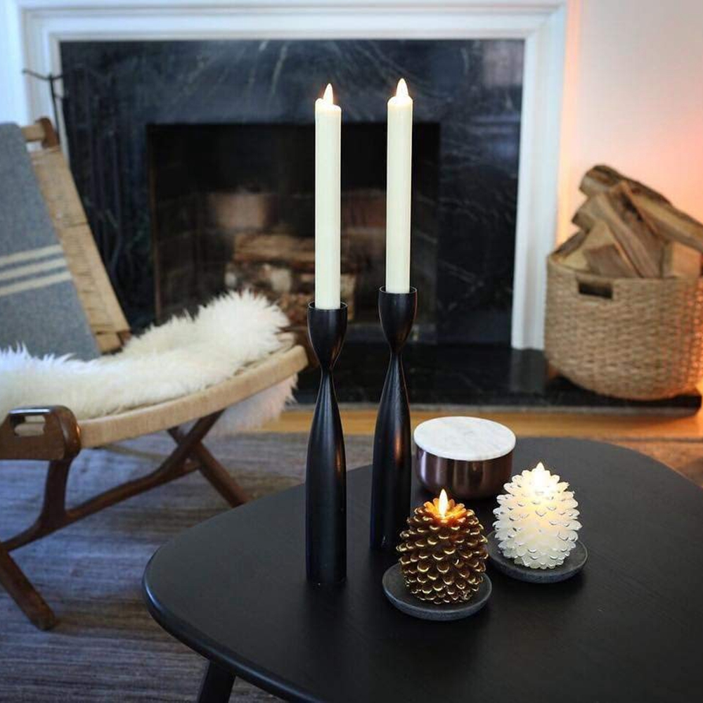 Ksperway LED Pine Cone Candles: 3.5 x 4 Unscented, Battery Operated, Flameless Candles with Timer (Brown)