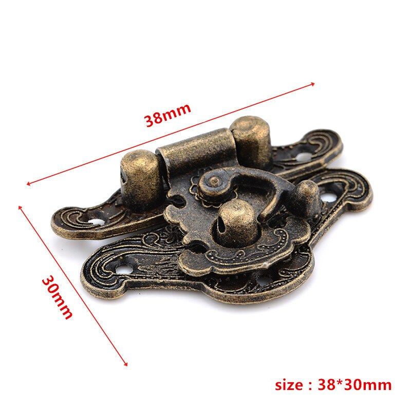 NAIERDI 1pc antiguo aldaba de bronce cierre de la cerradura para caja de madera del gabinete, hebilla de cierre para caja decorativo tamaño a 3: Medium size