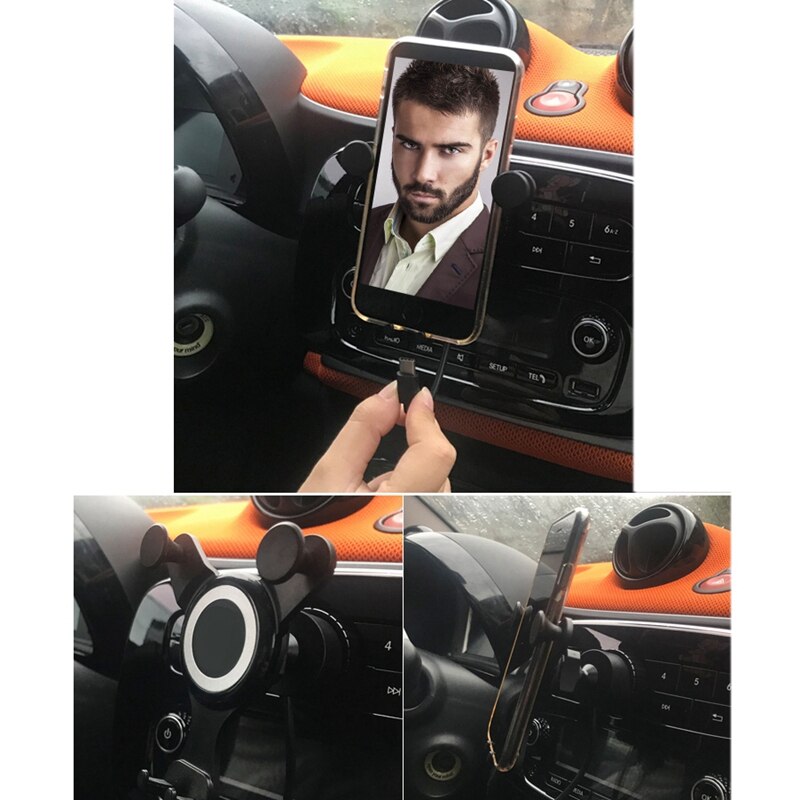 Auto mobiele telefoonhouder auto luchtrooster clip montage navigatie oplaadhouder voor smart 453 fortwo & forfour