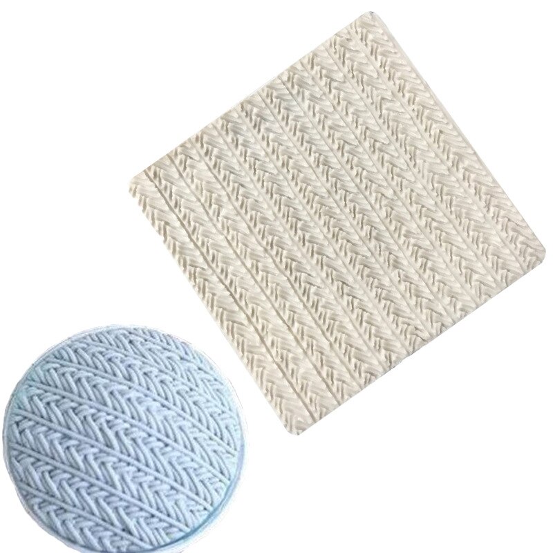 Breien Wol Kant Patroon Fondant Siliconen Mallen Road Knit Printing Pad Textuur Template Cake Decorating Bakken Cupcake Topper