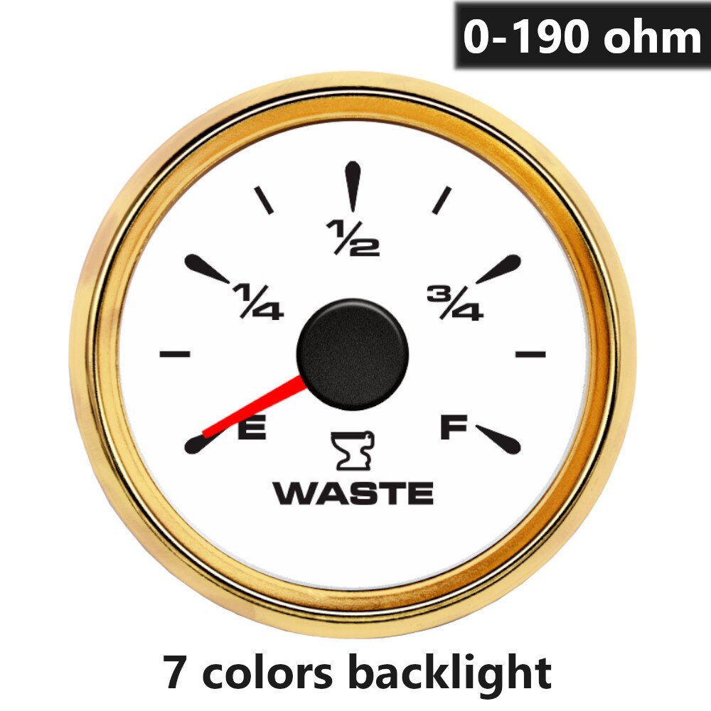 Stainless steel Sewage Level Gauge Sensor 150~600mm fit 0-190ohm Holding Tank Level Gauge meter 7 Colors Backlight: WG 0-190 ohm