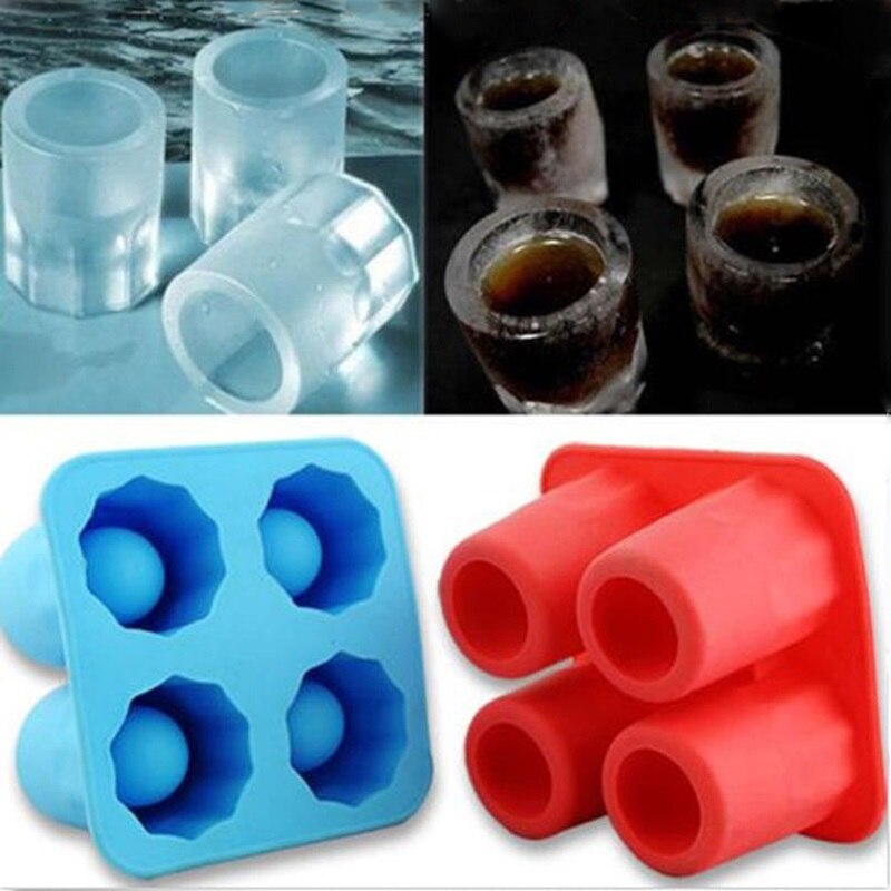 4 Cup Shaped Glass Freeze Mold Maker Silicone Ice Cube Glass Freeze Mold Ice Cream Tools Bar Tools Ktchenware