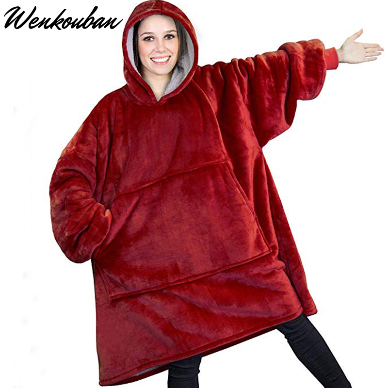 Oversized Hoodie Vrouwen Deken Met Mouwen Warme Fleece Sweatshirt Gaint Deken Hoodie Bluzy Damskie Sudadera Mujer
