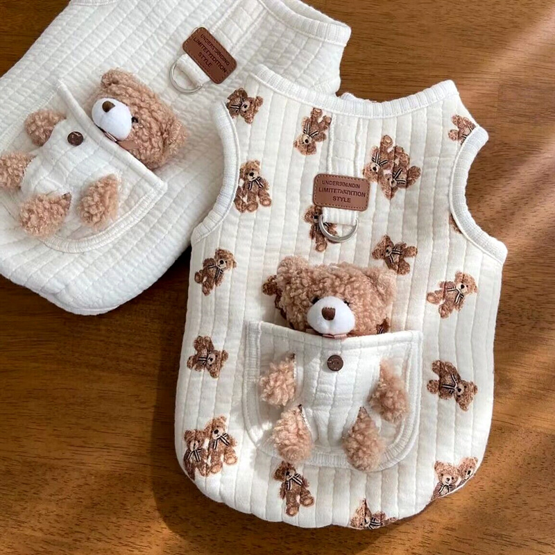 Puppy Clothes Autumn Winter Cat Desinger Vest Pet Cute Cartoon Soft Shirt Small Dog Harness Chihuahua Poodle Yorkshire