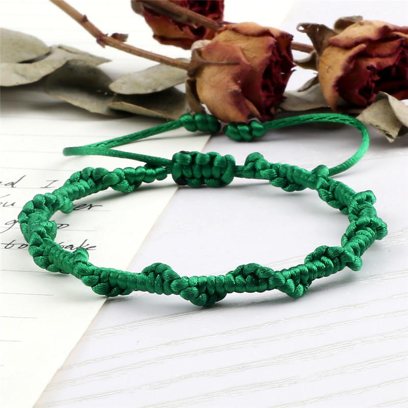 Pulsera sencilla de la amistad para hombre y mujer, brazalete de cuerda trenzada hecha a mano, con nudo rojo de la suerte, para parejas