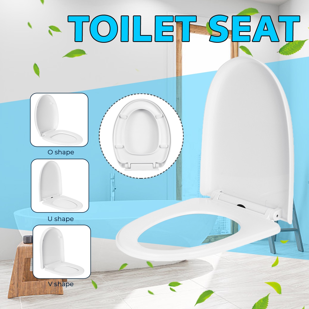 Dikker Universele Toilet Seat Deksel Cover Set Vervanging Slow-Close Wit Huishoudelijke 3 Soorten Antibacteriële Vierkante Ronde