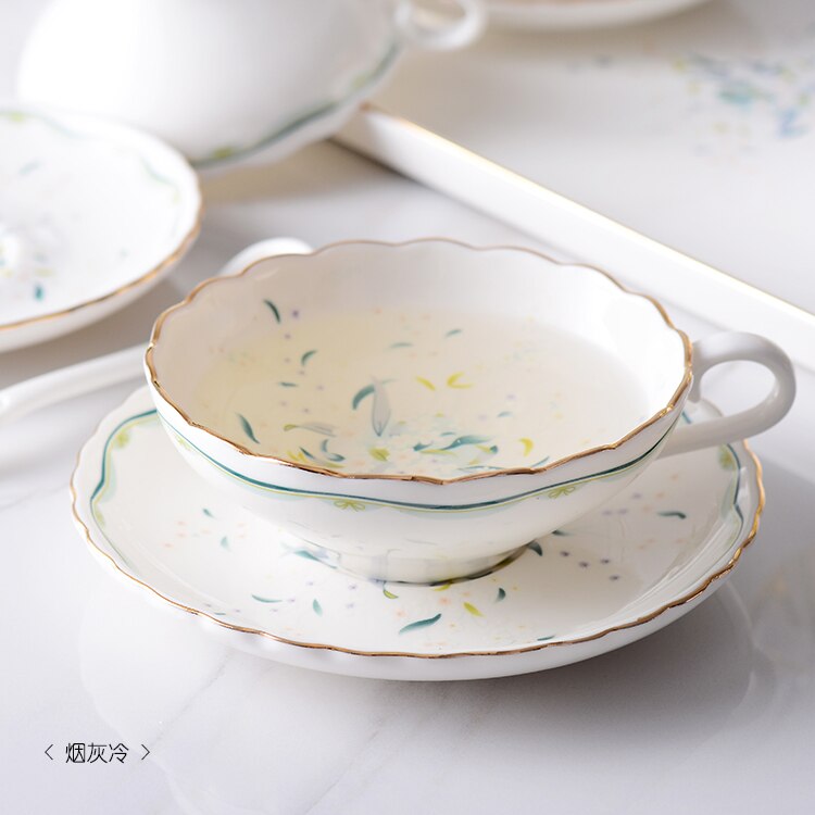 White Luxury Bone China Coffee Cup Beautiful and Saucer Set Cute Afternoon Tea Cup Filizanki Do Kawy Mug BD50CS: style1