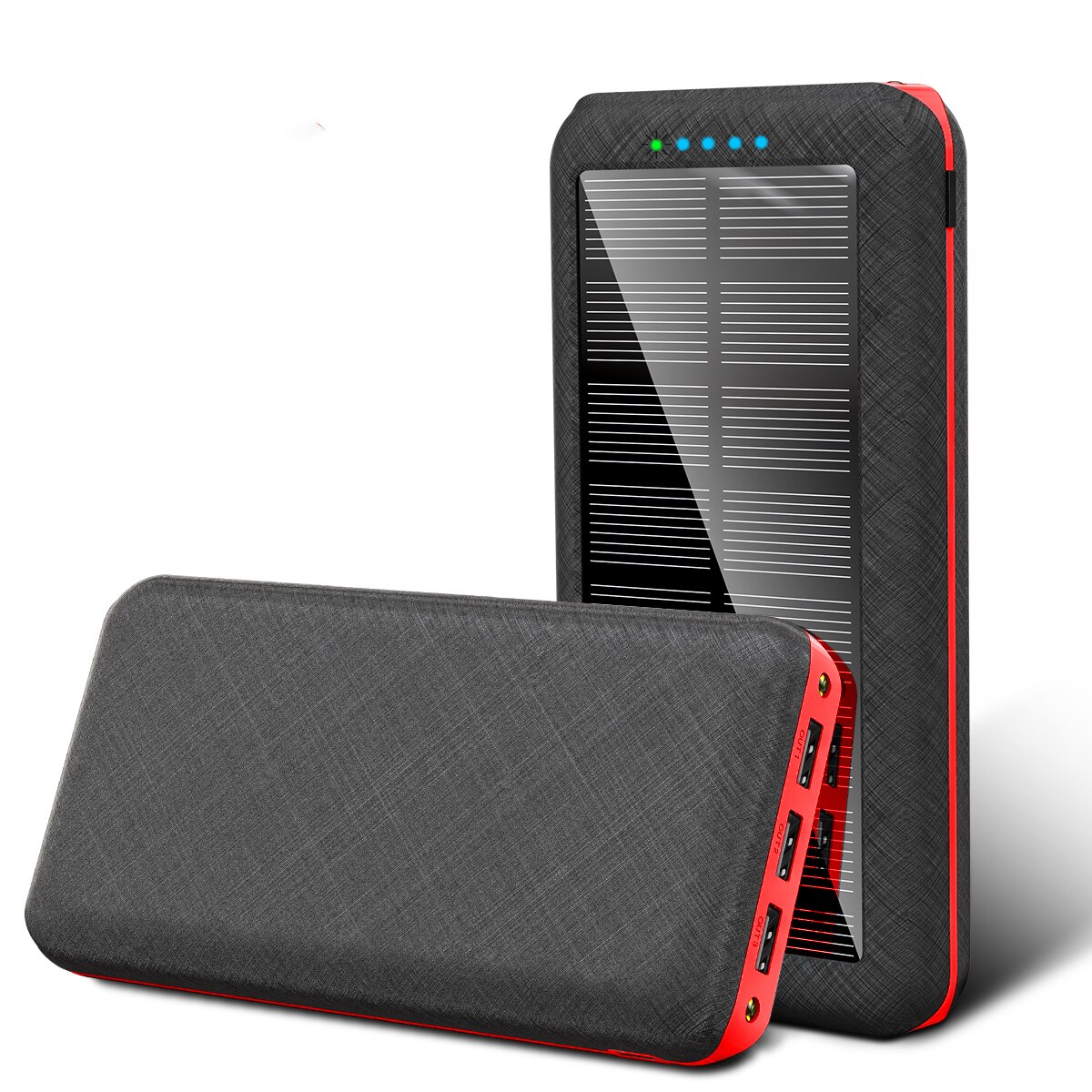 80000Mah Wireless Solar Power Bank Snelle Qi Outdoor Charger 3USB Telefoon Oplader Voor Samsung Iphone Xiaomi Portable Power Bank: Wireless red