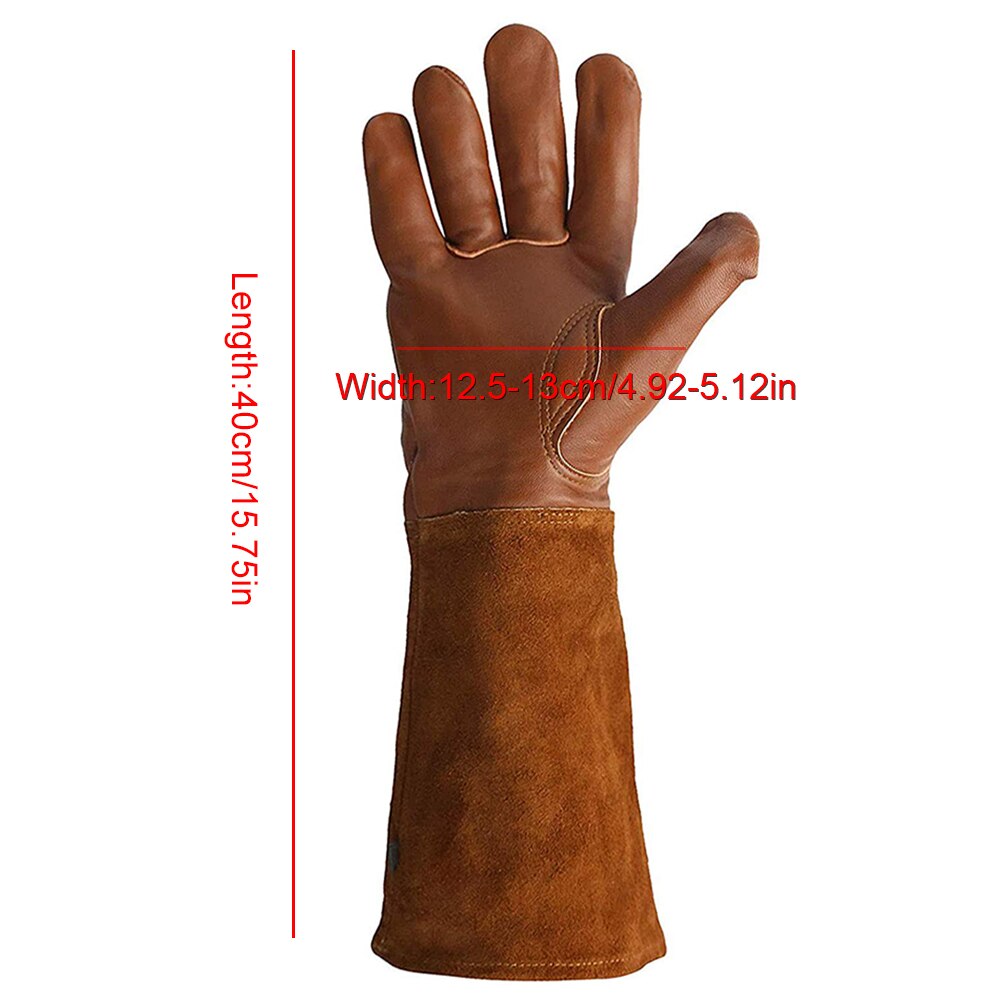 1 Pair Rose Pruning Gloves Leather Gardening Welding Gauntlets Thorn Proof Long Forearm Protection Heat Resistant L M