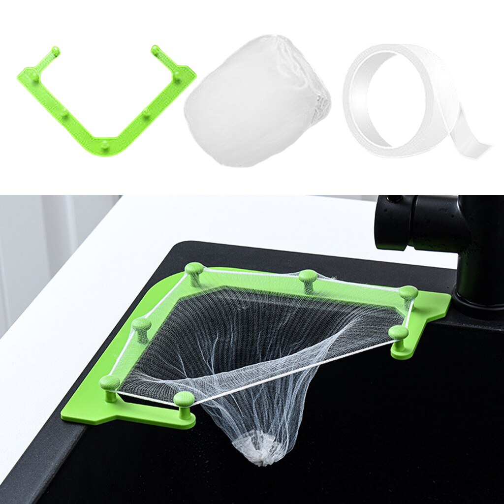 Keuken Wastafel Hoek Strainter Mand Driehoek Sink Filter Afdruiprek Mesh Zakken Multifuncational