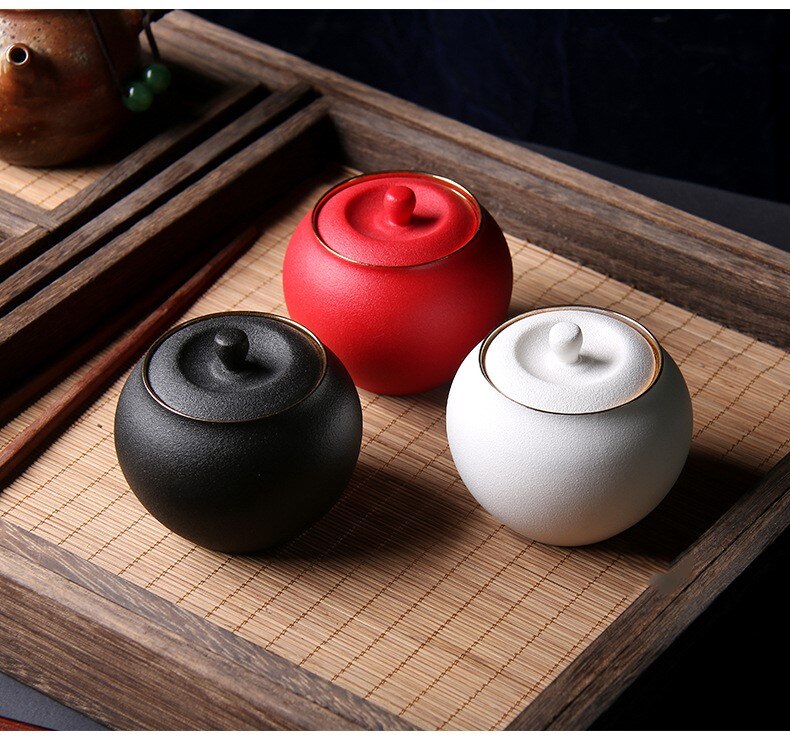 Ceramic Tea Caddy Teaware Sealed Pot Coarse Pottery Portable Pu'er Green Tea Container Tea Organizer Tea Tins Tea Storage