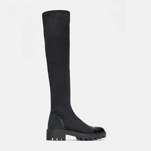 Slim Stretch Lycra Knie Hoge Laarzen Platform Winter Laarzen Vrouwen Lange Laarzen Winter Schoenen Vrouwen Sok Laarzen Over De Knie laarzen