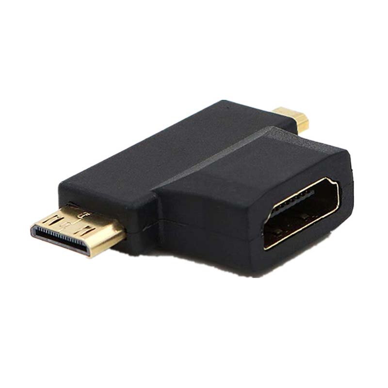 Micro/Mini HDMI-compatible male to standard HDMI-compatible female two-in-one adapter connector
