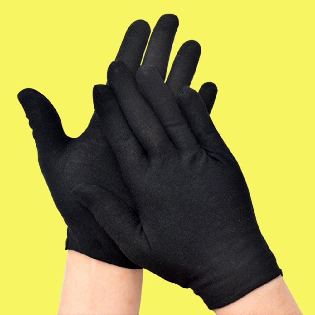Noir 6 paires gants Inspection coton travail gants haute Stretch gants mince épais résistant aux taches de