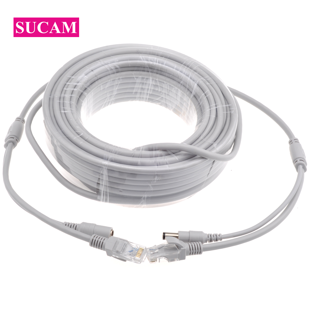 Sucam 5 M/10 M/15 M/20 M/30 M Ethernet Kabel CAT5/CAT-5e RJ45 + Dc Grijs Kabels Voor Ip Netwerk Camera Nvr Cctv Systeem