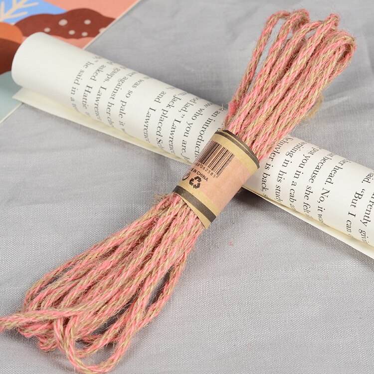 10 Meters Natural Burlap Jute Double Color Twine Cord Hemp Rope Party Wedding Wrapping Cords Thread DIY Home Craft Decor: pink