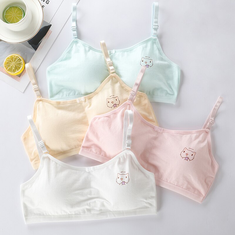 4 Pcs/Lot Girls Bras Cotton Adolescente Girl Underwear Children Training Bra Soft Chest Padded Tops Brassiere For Girls 8-16Y: 1-20GNS018