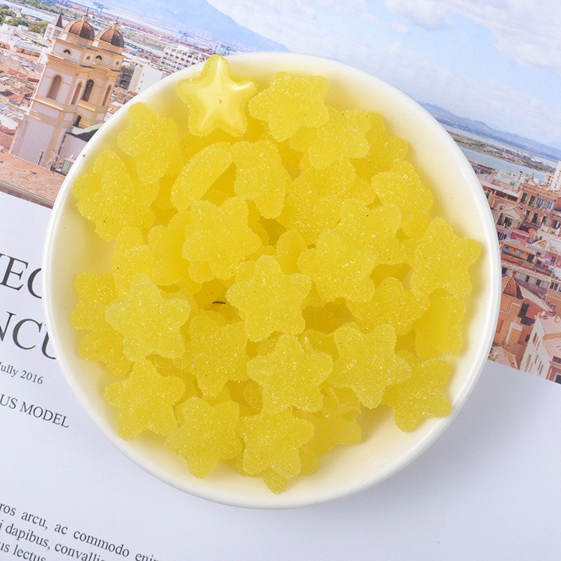 10 Stks/zak Slime Filler Levert Speelgoed Ster Diy Mini Pretend Ster Snoep Slime Accessoires Filler Voor Pluizige Clear Crystal Slime: yellow