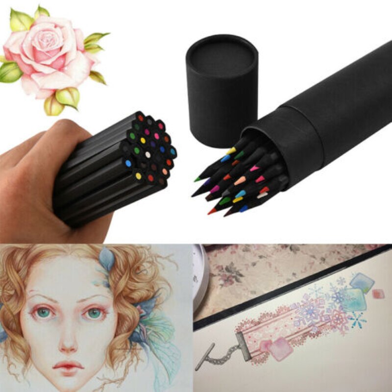 24 Colors Oil Art Pencil Sketching Drawing Adult Artist Non-toxic Colour