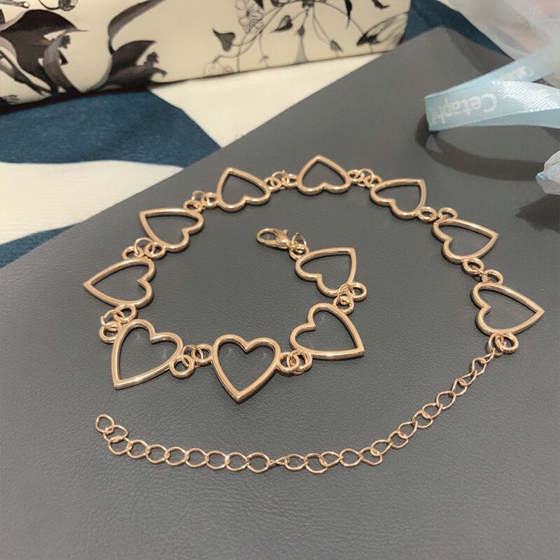 2022 new hollow korean cute love heart choker necklace declaration girlfriend cute bicolor necklace jewelry collier femme
