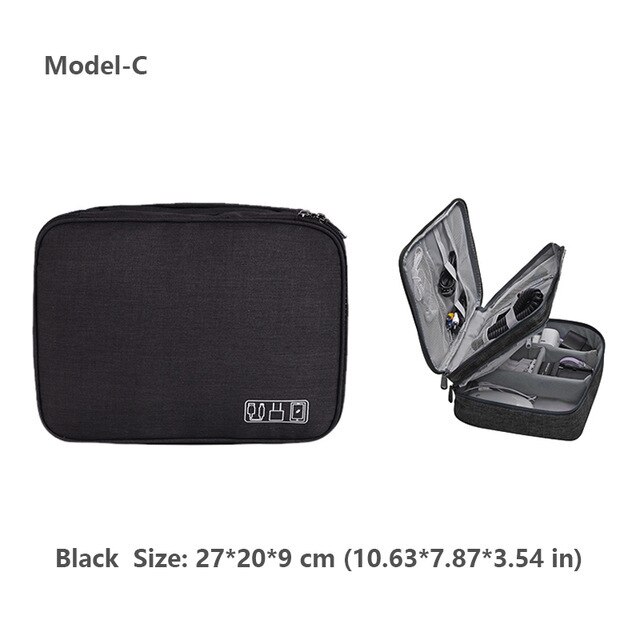 Odporne na wstrząsy elektroniczne akcesoria podróżne torba cyfrowa torebka na słuchawki gadżety etui Power Bank kabel do ładowarki USB Organizer: Black Model C