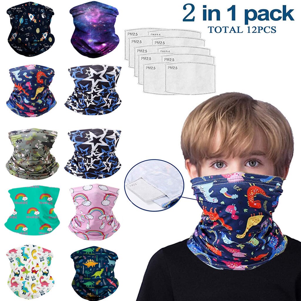 Kids Bandanas Neck Gaiter Half Face Multi-purpose Safety FiltersAnti-Dust Mask Bandanas Turban Hand Band Magic Scarves Outdoor