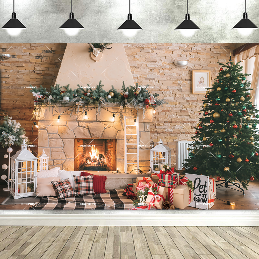 Christmas Theme Backdrop Photography Tree Sock Decor Party Supplies Photo Background Picture Banner Studio Decor Booth Props: light green / 150*200
