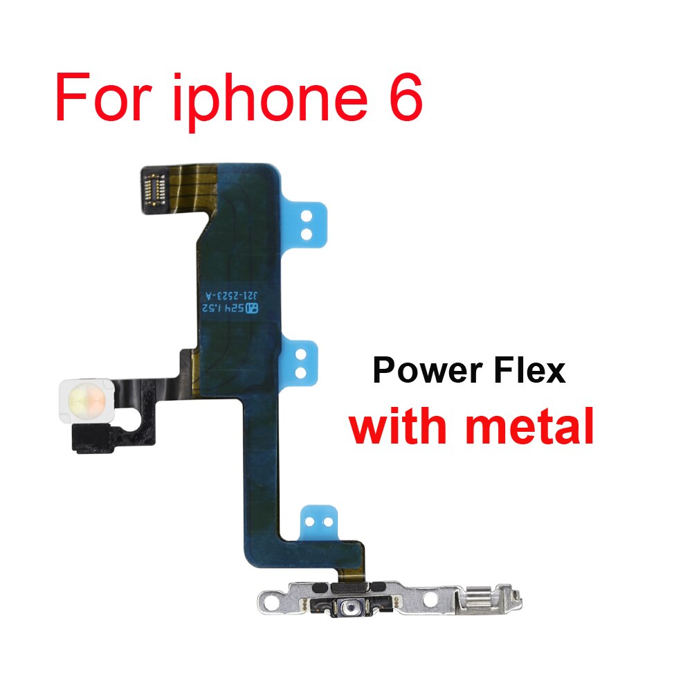 1 stk power flex med metalholder til iphone 5 5s 6 6s 7 8 plus mute switch strømstyrkeknap flex kabel: For 6g power