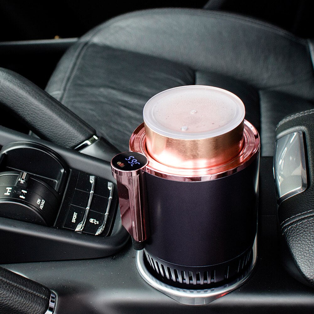 Dc 12v varmere køligere smart bil kop bil opvarmning kølekop 2- i -1 bil kontor kop krus holder køling drikkevarer rejser drikke dåser: Lilla