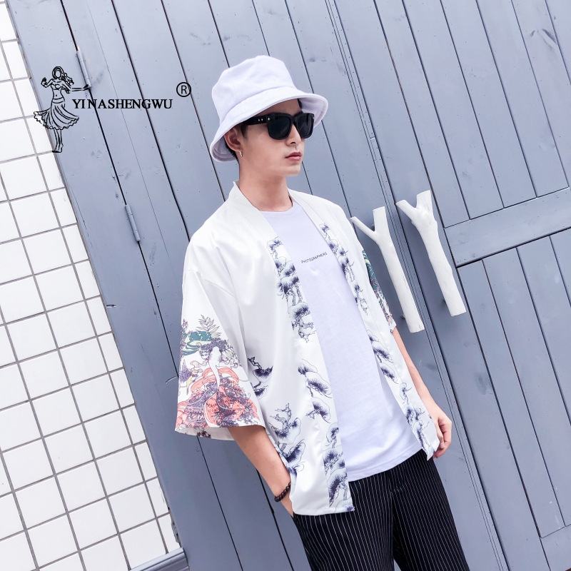 Japanse Kimono Traditionele Robe Kimono Vest Mannen Zomer Strand Harajuku Unisex Kimono Cosplay Yukata Vrouwen Shirt Tops