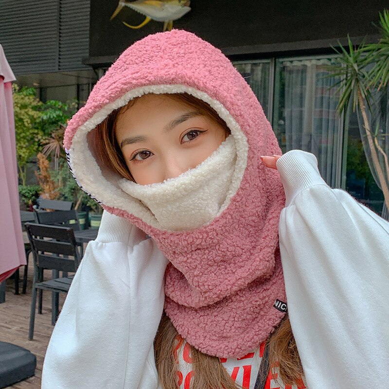 Female Fleece Hat Winter Korean Style Tide Plus Velvet Warm Earmuffs Wool Hats Woman Outdoor Cycling Cold Cap: 6