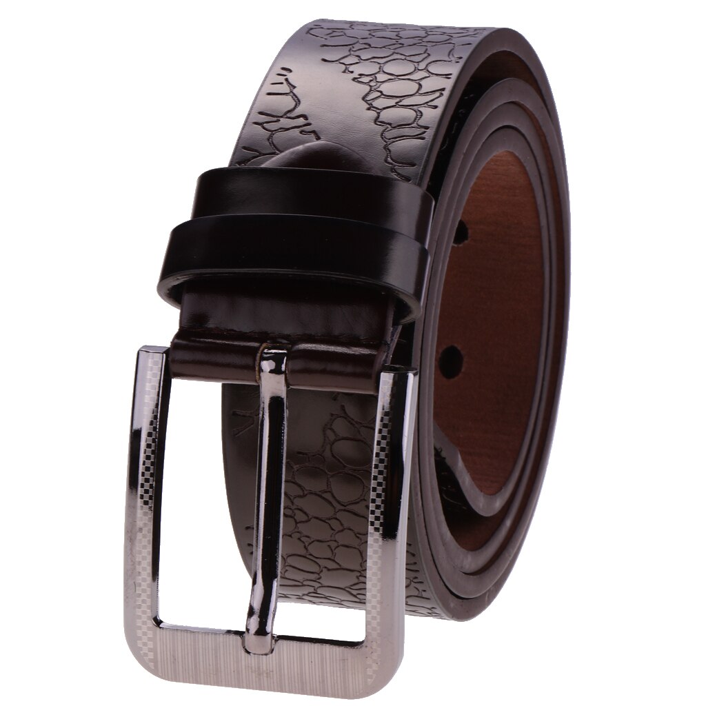 Mens Leather Belt Waist Strap Belt Pin Alloy Buckle Trousers Belt