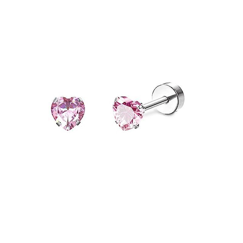 2PCS/Set Stainless Steel Heart Moon Earbone Stud Screw Ball Stud Earrings for Women Ear Tragus Cartilage Body Piercing: Blue