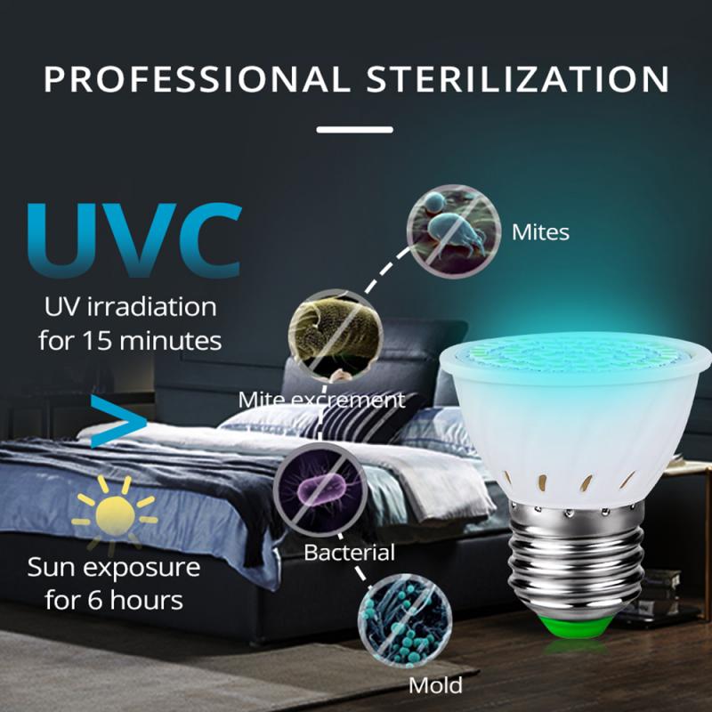 E27 Desinfection Lamp E14 LED Sterilizer UVC Lamp GU10 UVC LED Germicidal Bulb Ultraviolet Light 72 122led 110V And 220V