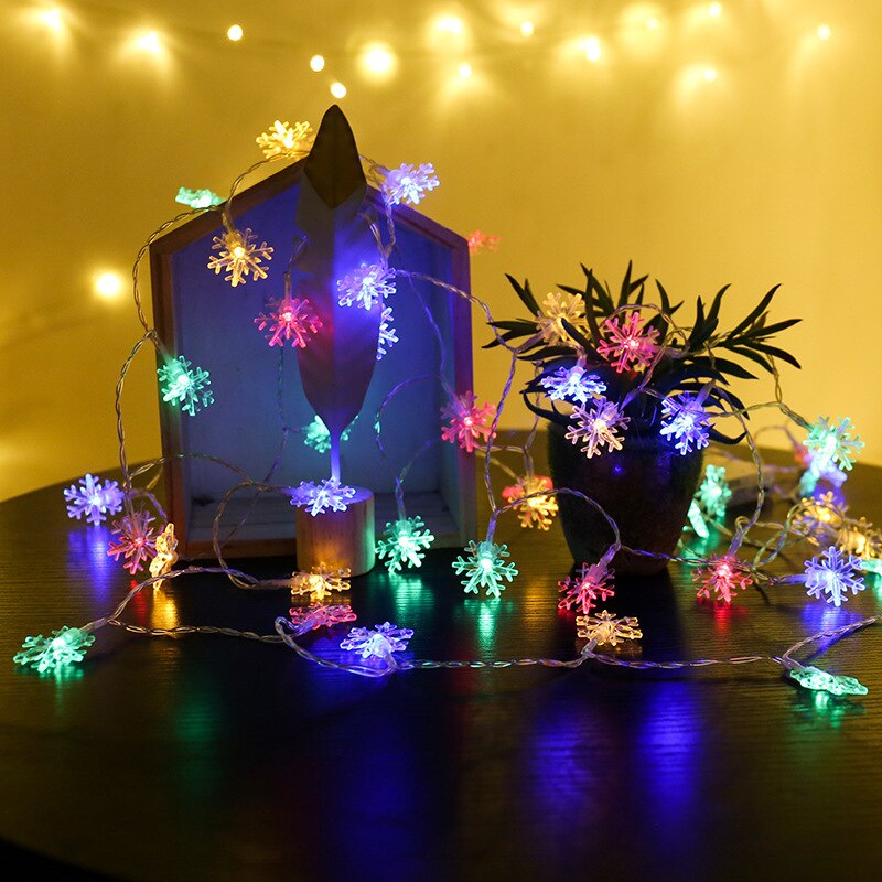 Led snöflinga sträng belysning blinkande ljus stjärnklara festival dekoration bröllop små färgade lampor