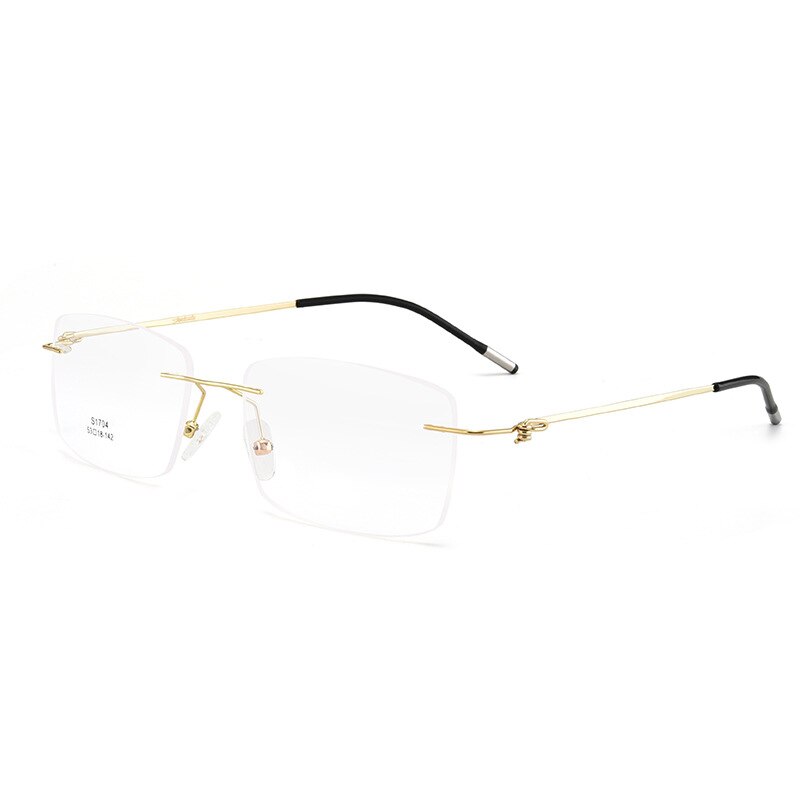 Legering skrueløs rammeløs brille ramme mænd ultralette firkantede briller nærsynethed receptpligtig øjeglas rammeløs mand optisk ramme: Guld