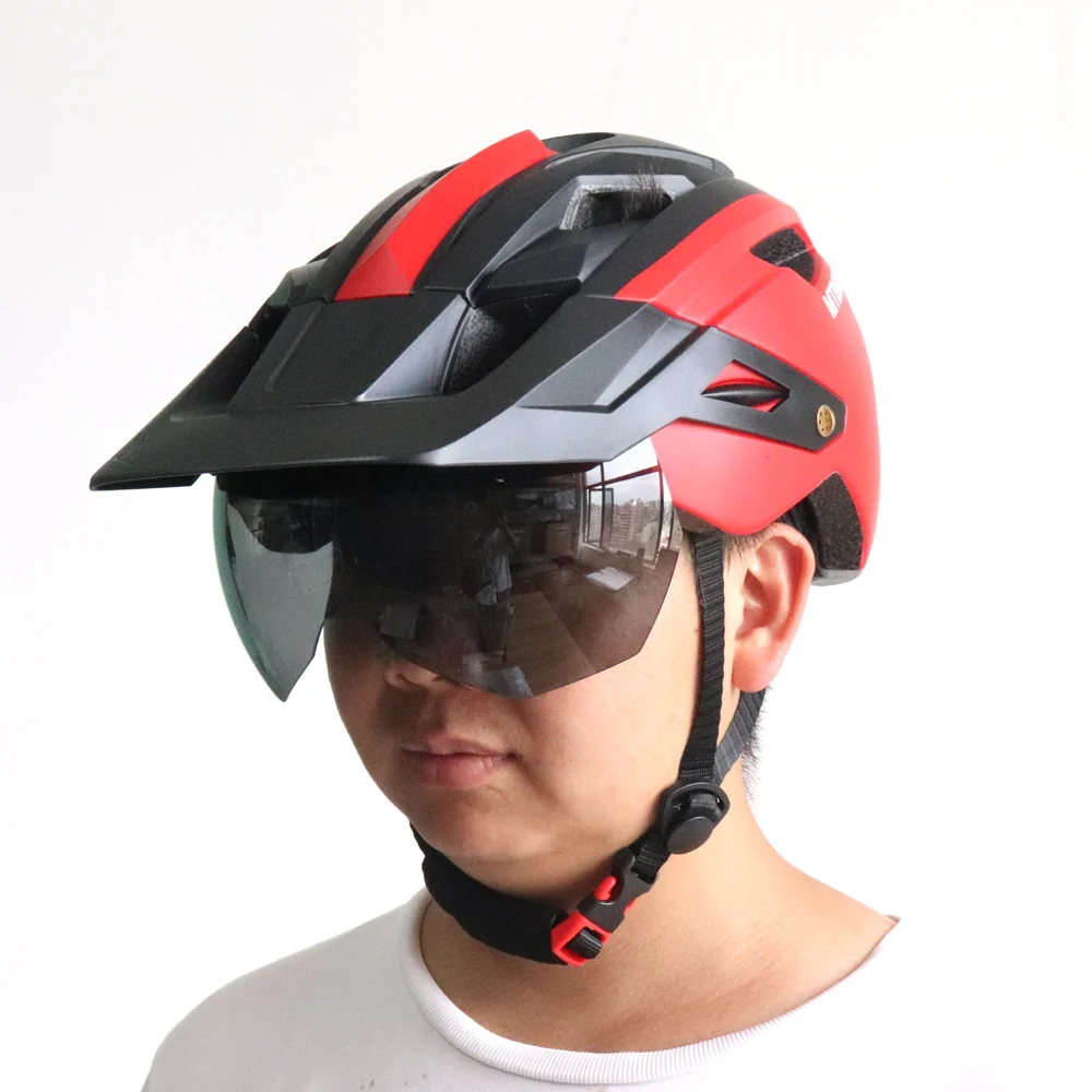Fietshelm met zonneklep heren fietshelm zonnebril vizier racefiets mountainbike fietshelm