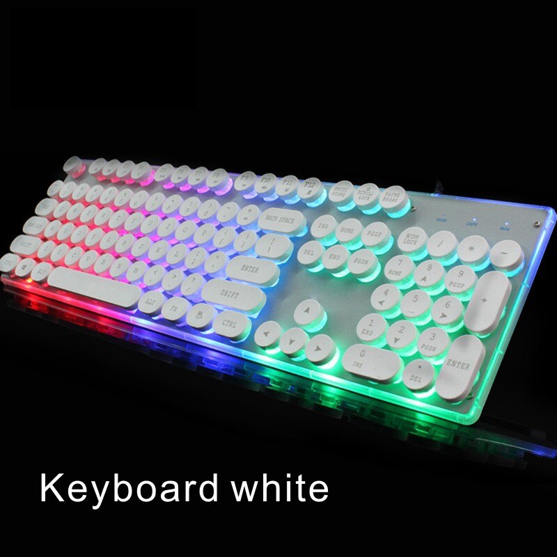 Keyboard Mouse Backlit Gaming Mouse And Keyboard Waterproof Luminous Mouse Keyboard Punk Keyboard And Mouse Combo For PC Gamer: Keyboard white