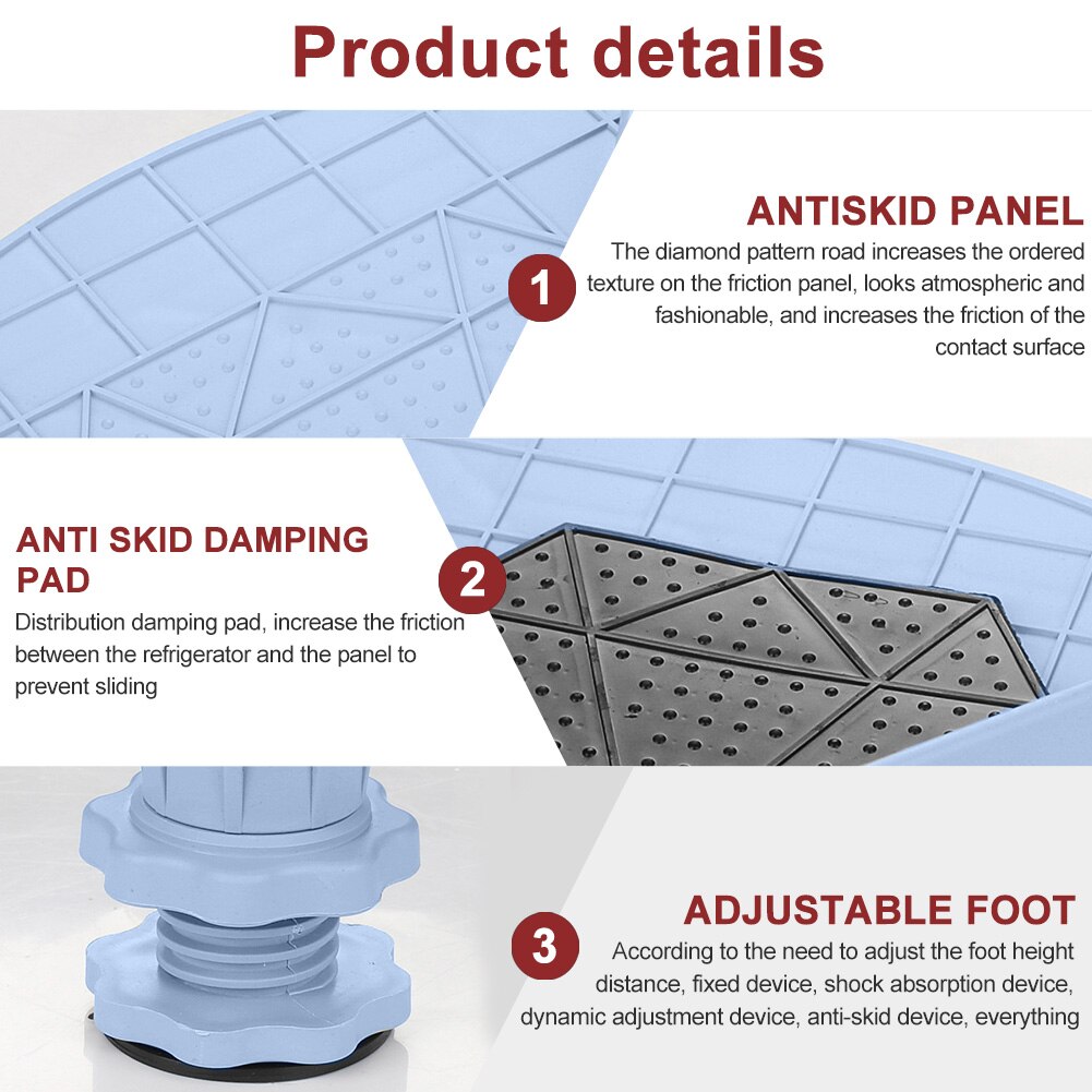 Bracket Accessories Adjustable Stainless Steel Dryer Assemble Refrigerator Movable Anti-slip Base Set With Wheel Washing Machine