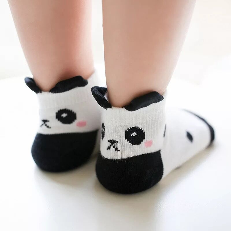 1 par baby gulv dreng pige børn børn spædbarn bomuld anti skridsikker toddler tøfler sok stribet panda nyfødte sokker