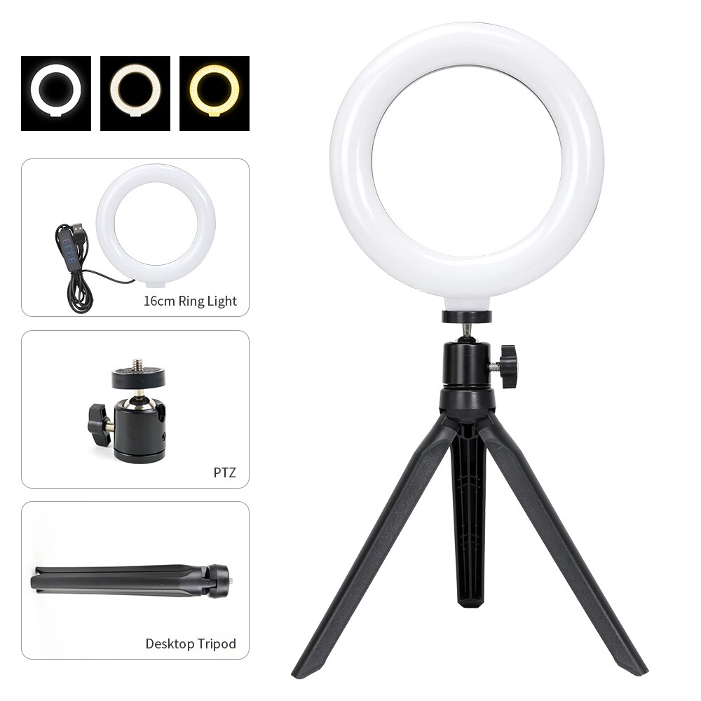Selfie Ringlight Photography 16cm LED Rim Of RingLamp With Mobile Holder Stand Round Ring Light Tripod For Phone Smartphone Live: tripod